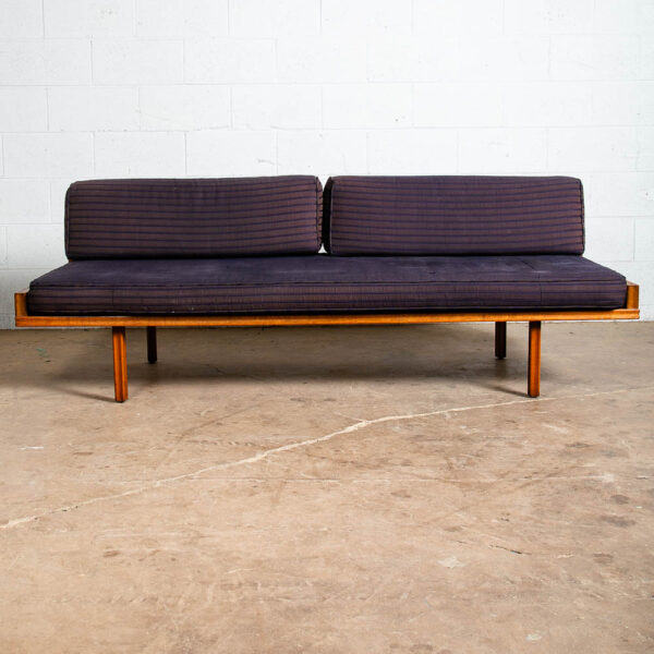 Mid Century Danish Modern Sofa Couch Bed Daybed Blue Oak Floating Vintage 1960s - Image 2