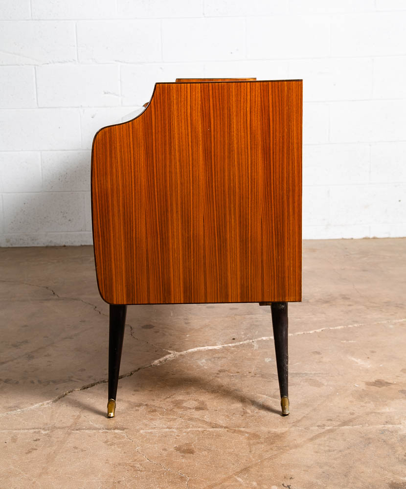 Mid Century Danish Modern Credenza Vanity Teak Italian 6 Drawers Mirror Glass - Image 6
