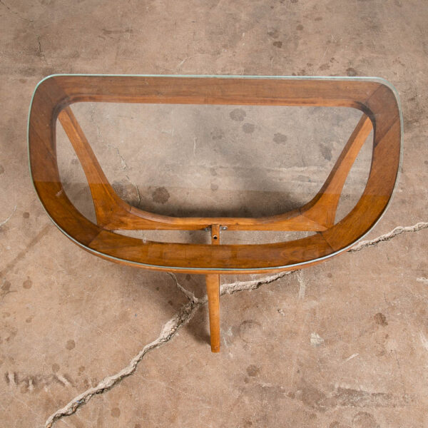 Mid Century Modern Cocktail Table Side End Round Glass Top Vintage Rounded Mcm - Image 5
