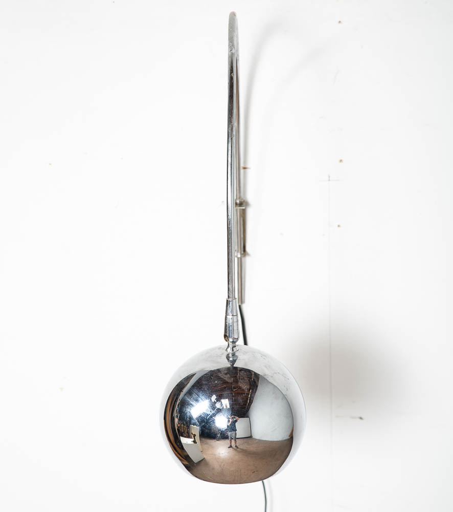 Mid Century Modern Lamp Wall Sconce Swivel Sonneman Orb Brass Metal Chrome Eye - Image 3