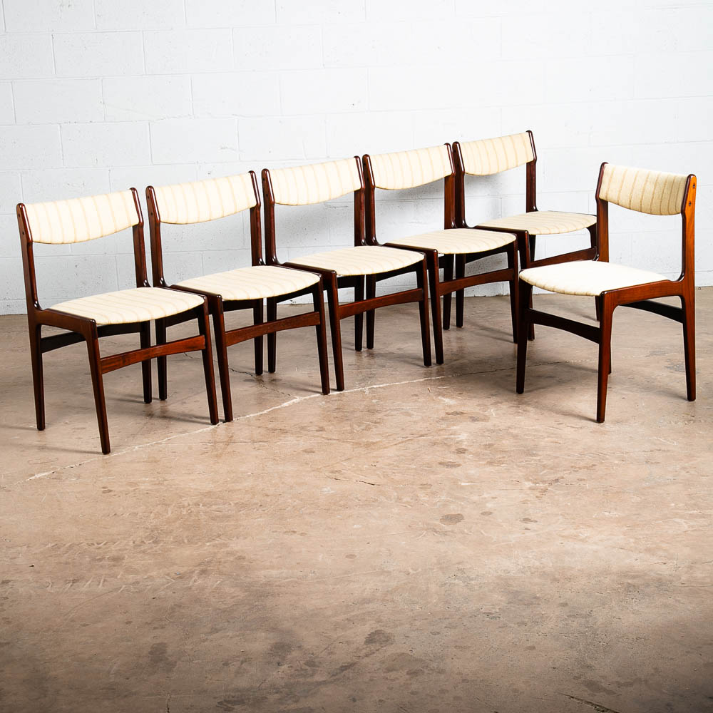 Mid Century Danish Modern Dining Chairs Set 6 Rosewood Erik Buch White Denmark M