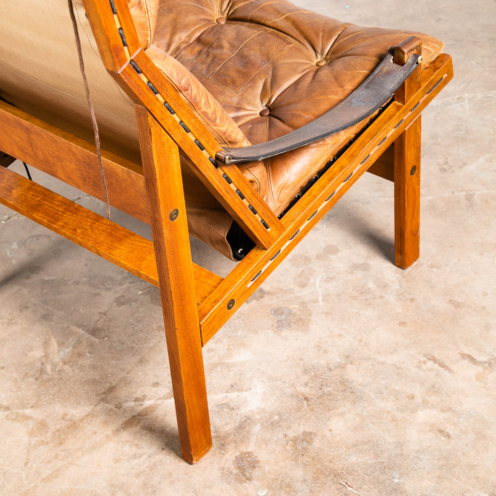 Mid Century Danish Modern Lounge Chair Torbjorn Afdal Hunter Tan Leather Safari - Image 10