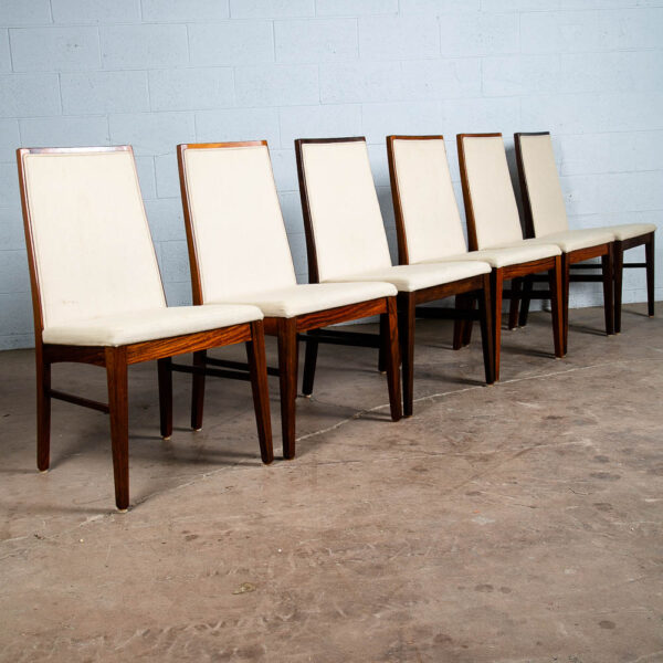 Mid Century Danish Modern Dining Chairs Set 8 White Highback Rosewood Mcm Tweed - Image 3