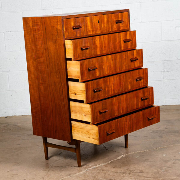 Mid Century Danish Modern Highboy Dresser Poul Volther 6 Drawer Denmark Teak Oak - Image 3