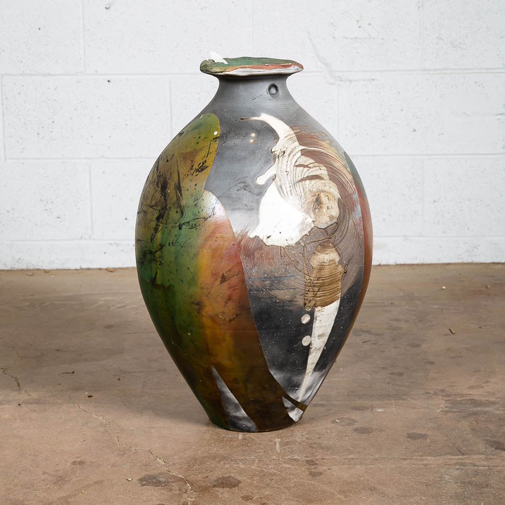 Mid Century Modern Art Pottery Vase Studio Ceramics Grey Green Tall Signed '05 - Image 8