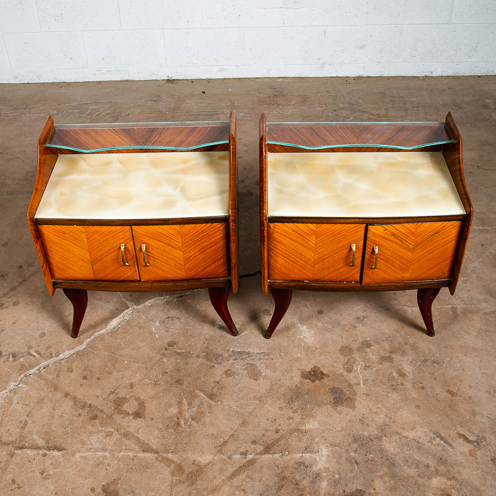 Mid Century Danish Modern Nightstands End Side Tables Shelf Glass Italian Mcm - Image 5