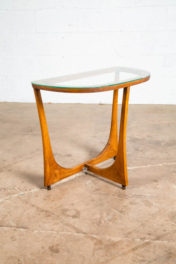 Mid Century Modern Cocktail Table Side End Round Glass Top Vintage Rounded Mcm - Image 3