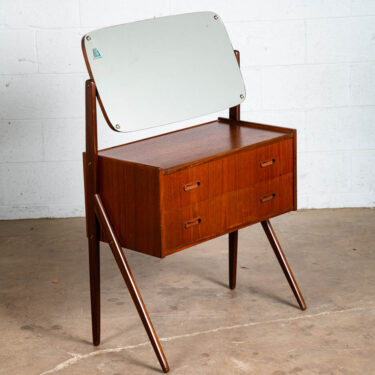 Mid Century Danish Modern Vanity Table Adjustable Mirror Teak 2 Drawers Mcm Wood