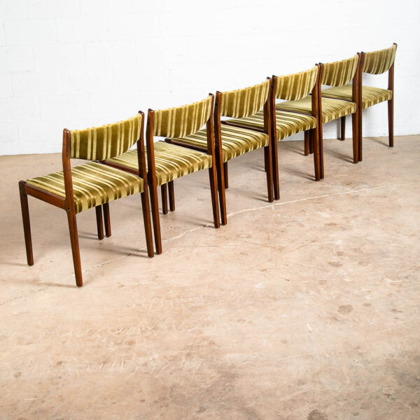 Mid Century Danish Modern Dining Chairs 6 Green Mohair Brazilian Rosewood SAX NM - Image 2