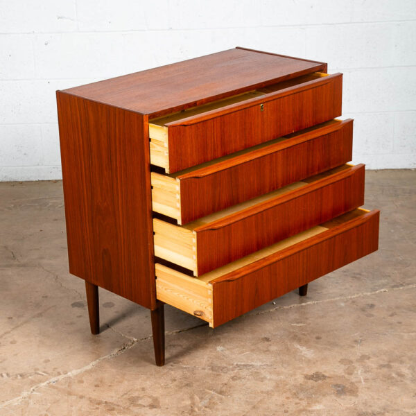 Mid Century Danish Modern Chest of Drawers Dresser Teak Vintage Locking 4 Mcm - Image 3