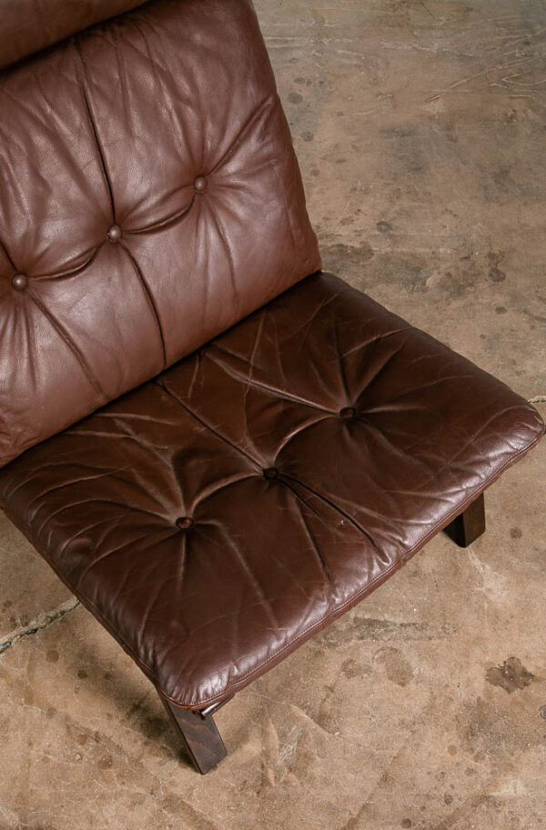 Mid Century Danish Modern Lounge Chair Brown Leather Farstrup Sling Chocolate VG - Image 8