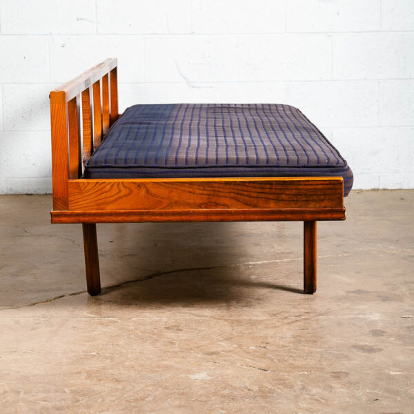 Mid Century Danish Modern Sofa Couch Bed Daybed Blue Oak Floating Vintage 1960s - Image 6