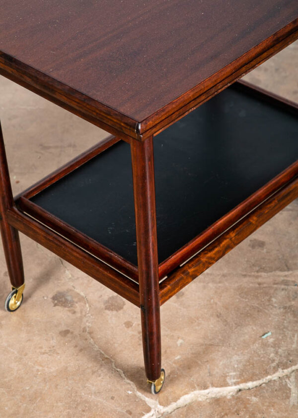 Mid Century Danish Modern Serving Cart Ole Wanscher Mahogany Bar Tray Trolley NM - Image 8