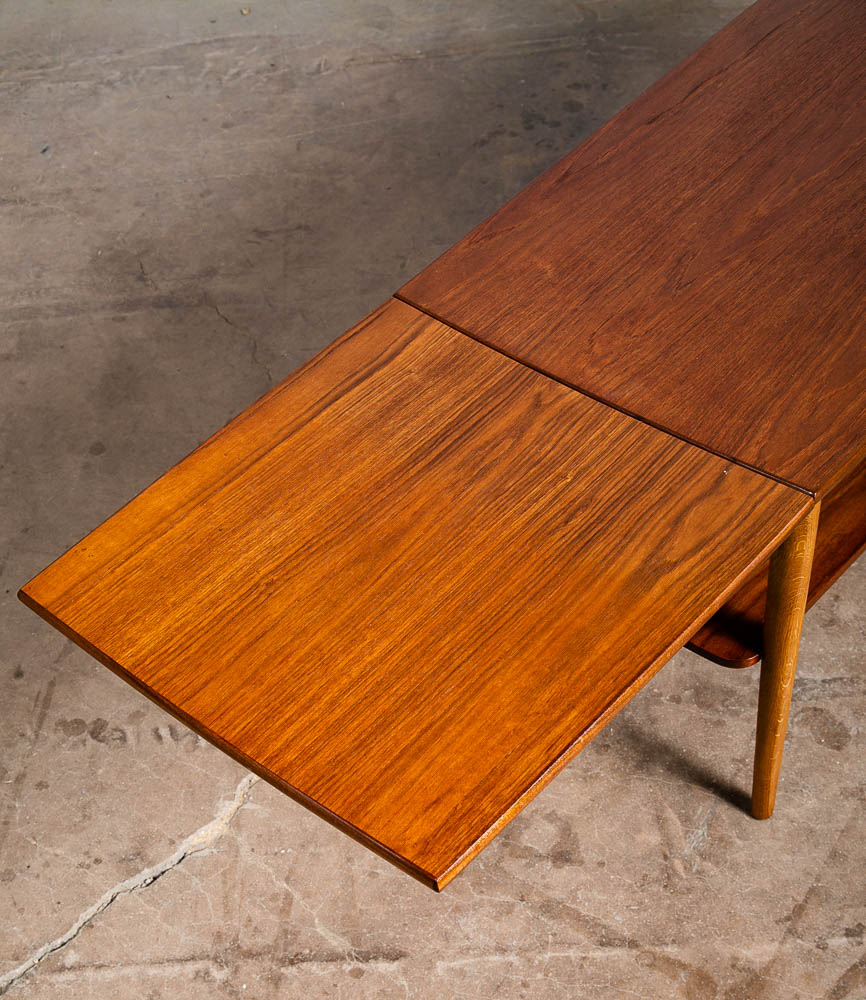 Mid Century Danish Modern Coffee Table Teak Extension Draw Leafs Mcm Shelf Oak - Image 10