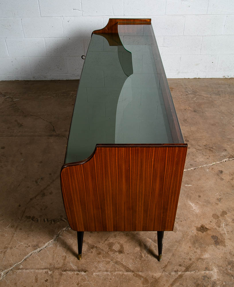Mid Century Danish Modern Credenza Vanity Teak Italian 6 Drawers Mirror Glass - Image 5