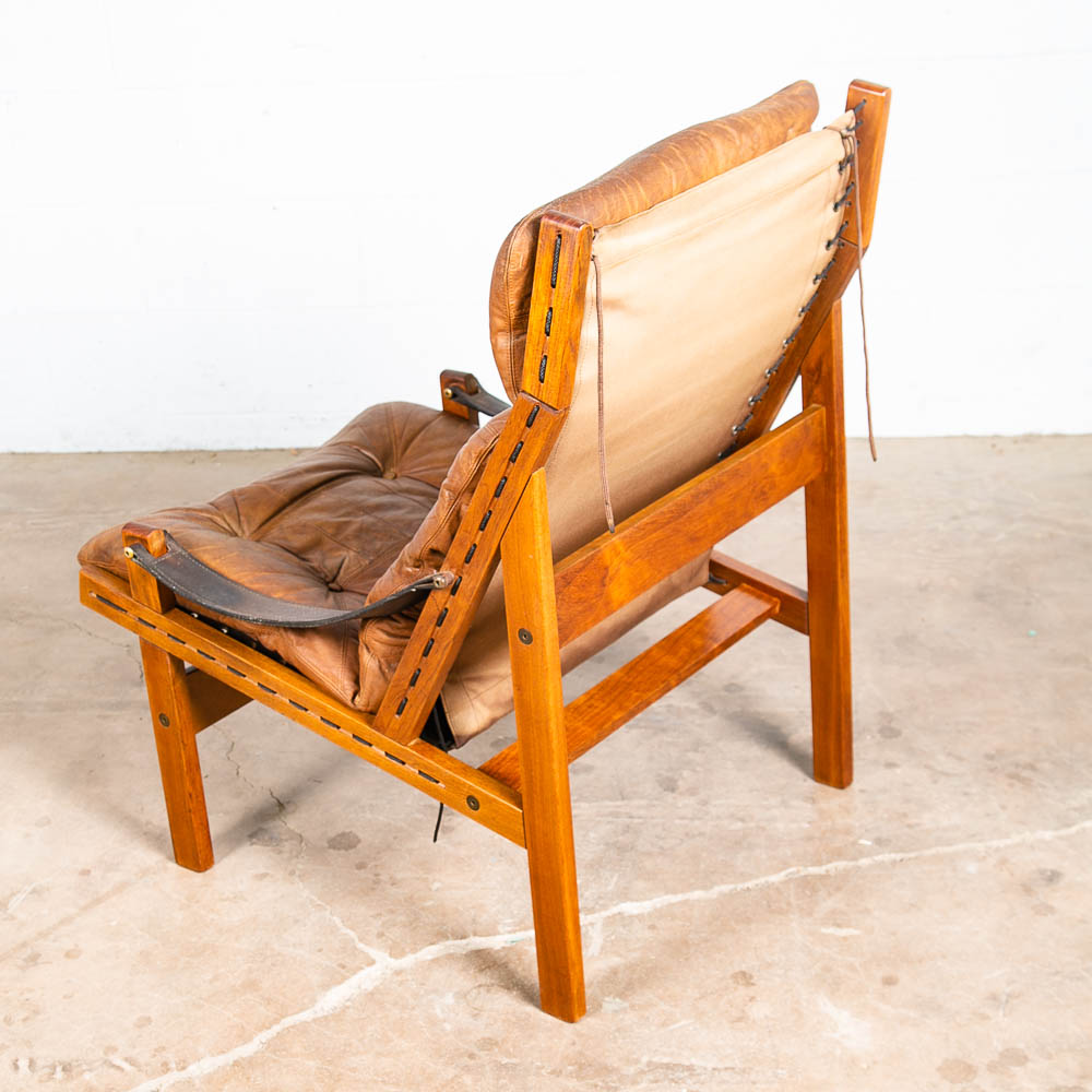 Mid Century Danish Modern Lounge Chair Torbjorn Afdal Hunter Tan Leather Safari - Image 6