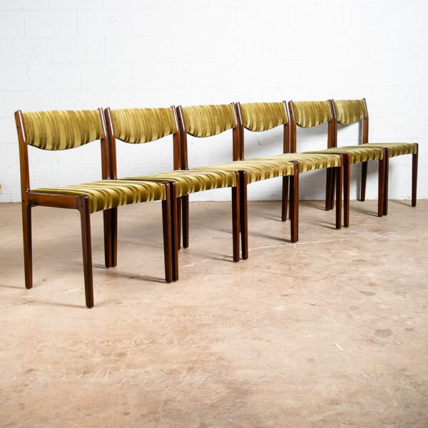 Mid Century Danish Modern Dining Chairs 6 Green Mohair Brazilian Rosewood SAX NM