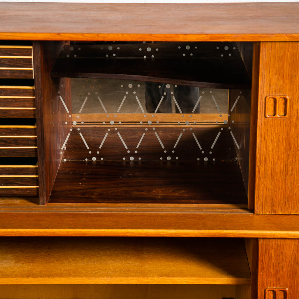 Mid Century Danish Modern Credenza Highboard Cabinet Drawers Modular Blonde Oak - Image 11