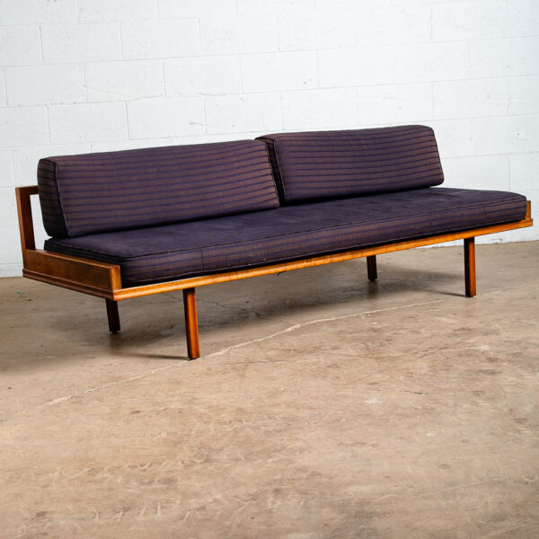 Mid Century Danish Modern Sofa Couch Bed Daybed Blue Oak Floating Vintage 1960s