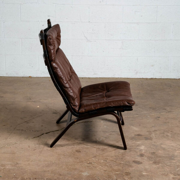 Mid Century Danish Modern Lounge Chair Brown Leather Farstrup Sling Chocolate VG - Image 4