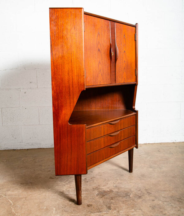 Mid Century Danish Modern Corner Cabinet Teak Bar Gunni Omann Jun Denmark Drawer - Image 5
