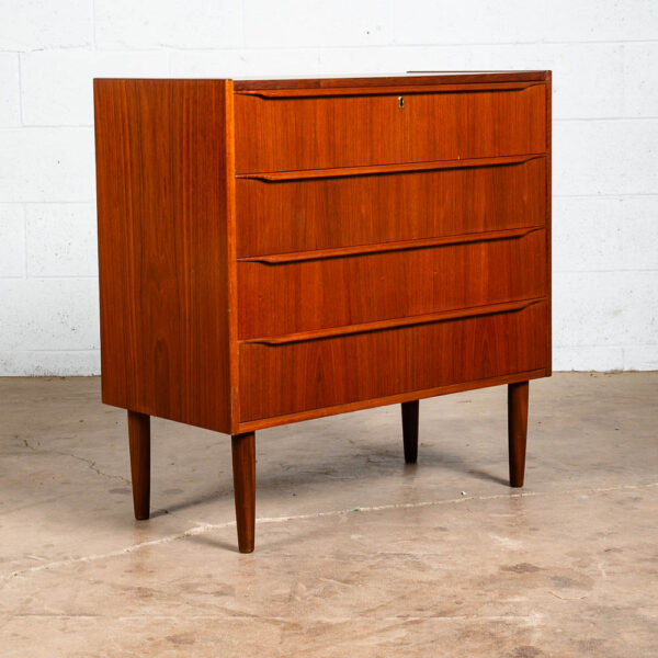 Mid Century Danish Modern Chest of Drawers Dresser Teak Vintage Locking 4 Mcm - Image 7