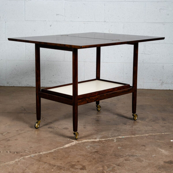 Mid Century Danish Modern Serving Cart Ole Wanscher Mahogany Bar Tray Trolley NM - Image 12