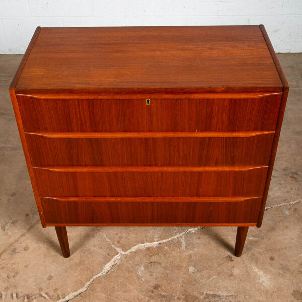 Mid Century Danish Modern Chest of Drawers Dresser Teak Vintage Locking 4 Mcm - Image 6