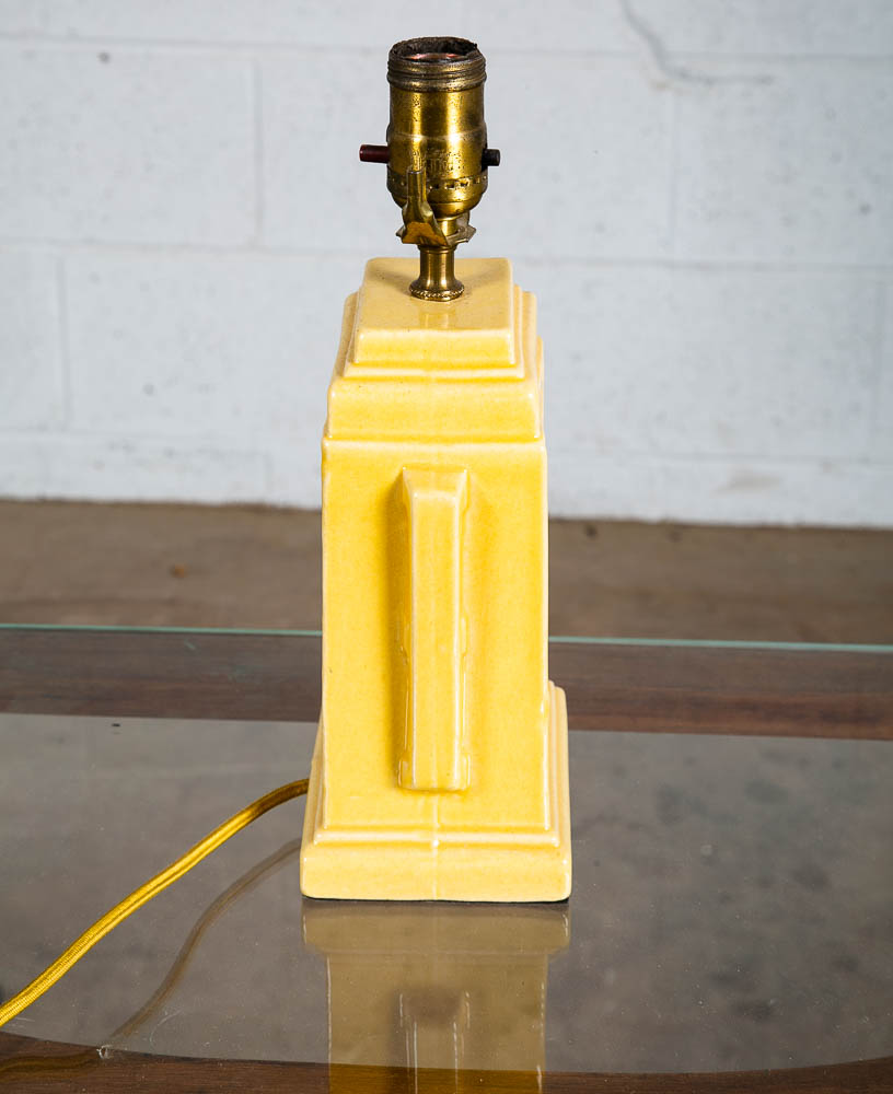 Mid Century Modern Table Lamp Yellow Antique Vintage Deco Ceramic Porcelain - Image 5