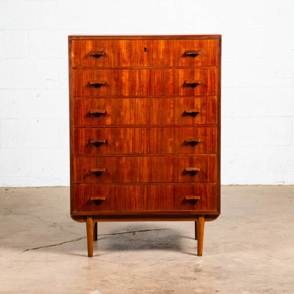 Mid Century Danish Modern Highboy Dresser Poul Volther 6 Drawer Denmark Teak Oak - Image 2