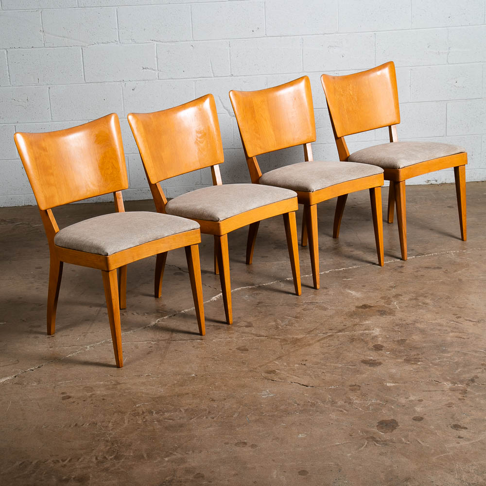 Mid Century Modern Dining Chairs Set 4 Heywood Wakefield Grey Birch Armchairs - Image 3