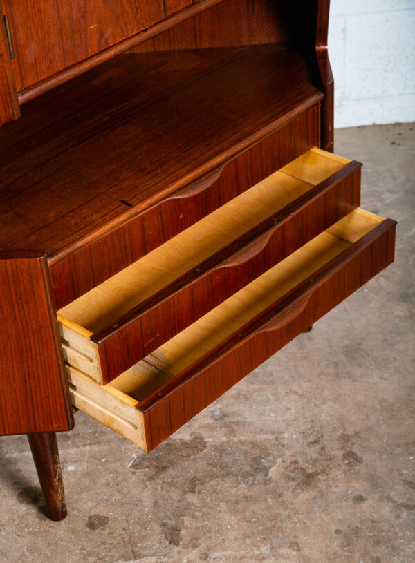 Mid Century Danish Modern Corner Cabinet Teak Bar Gunni Omann Jun Denmark Drawer - Image 11