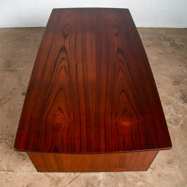 Mid Century Danish Modern Desk Executive Teak 6 Drawer Bookshelf Floating Shelf - Image 6