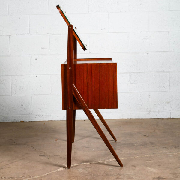 Mid Century Danish Modern Vanity Table Adjustable Mirror Teak 2 Drawers Mcm Wood - Image 3