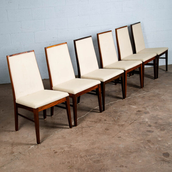 Mid Century Danish Modern Dining Chairs Set 8 White Highback Rosewood Mcm Tweed - Image 6