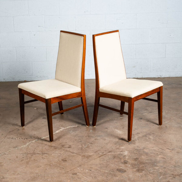 Mid Century Danish Modern Dining Chairs Set 8 White Highback Rosewood Mcm Tweed - Image 7