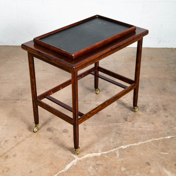 Mid Century Danish Modern Serving Cart Ole Wanscher Mahogany Bar Tray Trolley NM - Image 5