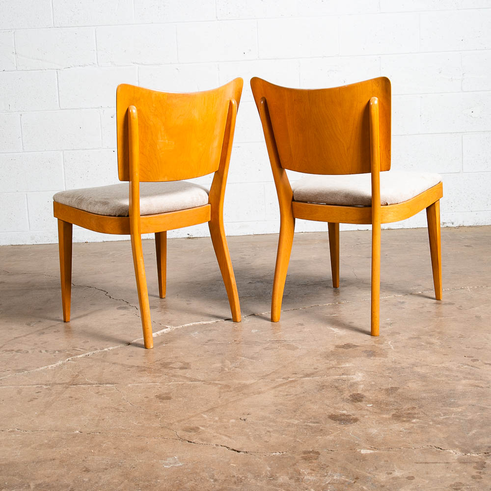 Mid Century Modern Dining Chairs Set 4 Heywood Wakefield Grey Birch Armchairs - Image 12