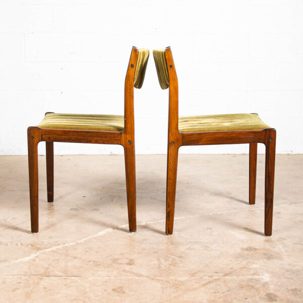 Mid Century Danish Modern Dining Chairs 6 Green Mohair Brazilian Rosewood SAX NM - Image 4