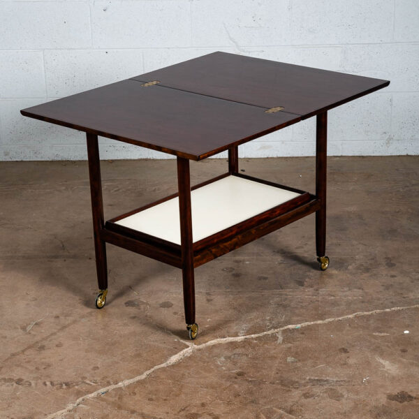 Mid Century Danish Modern Serving Cart Ole Wanscher Mahogany Bar Tray Trolley NM - Image 11