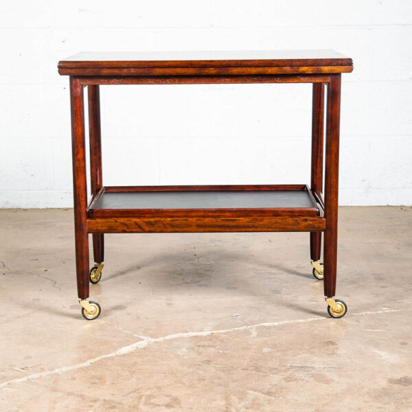 Mid Century Danish Modern Serving Cart Ole Wanscher Mahogany Bar Tray Trolley NM - Image 2