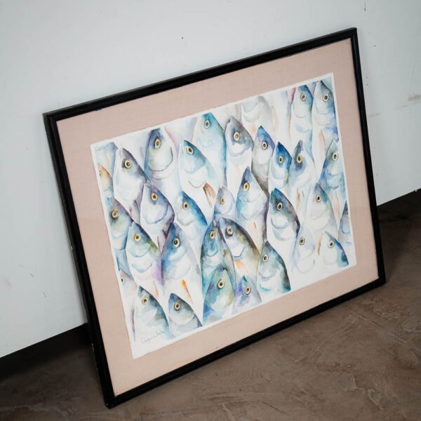 Mid Century Modern Painting Watercolor Original Art Fish Signed Telle Avzaradel - Image 2