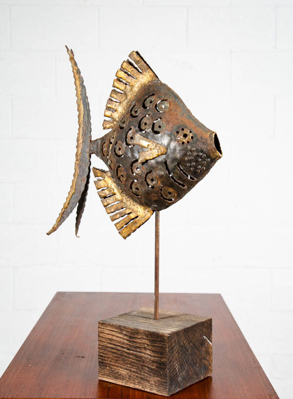Mid Century Modern Sculpture Original Art Fish Metal Brutalist Folk Studio Emaus - Image 2