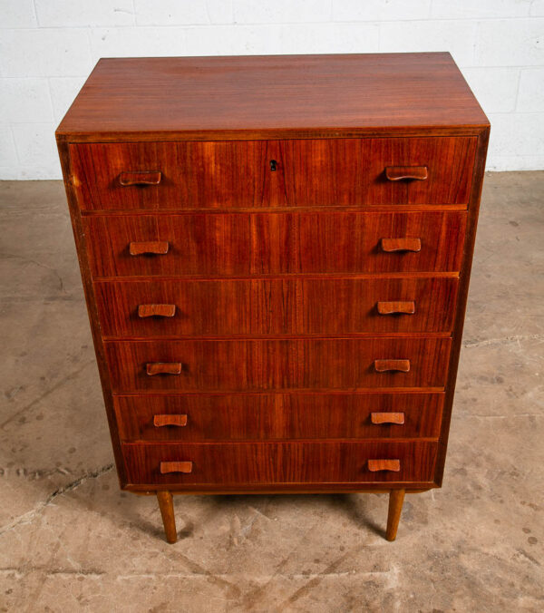 Mid Century Danish Modern Highboy Dresser Poul Volther 6 Drawer Denmark Teak Oak - Image 9