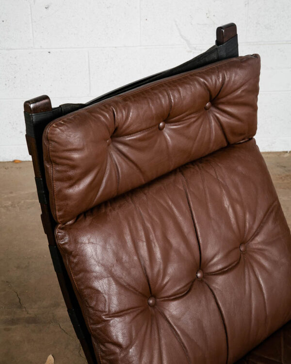 Mid Century Danish Modern Lounge Chair Brown Leather Farstrup Sling Chocolate VG - Image 7