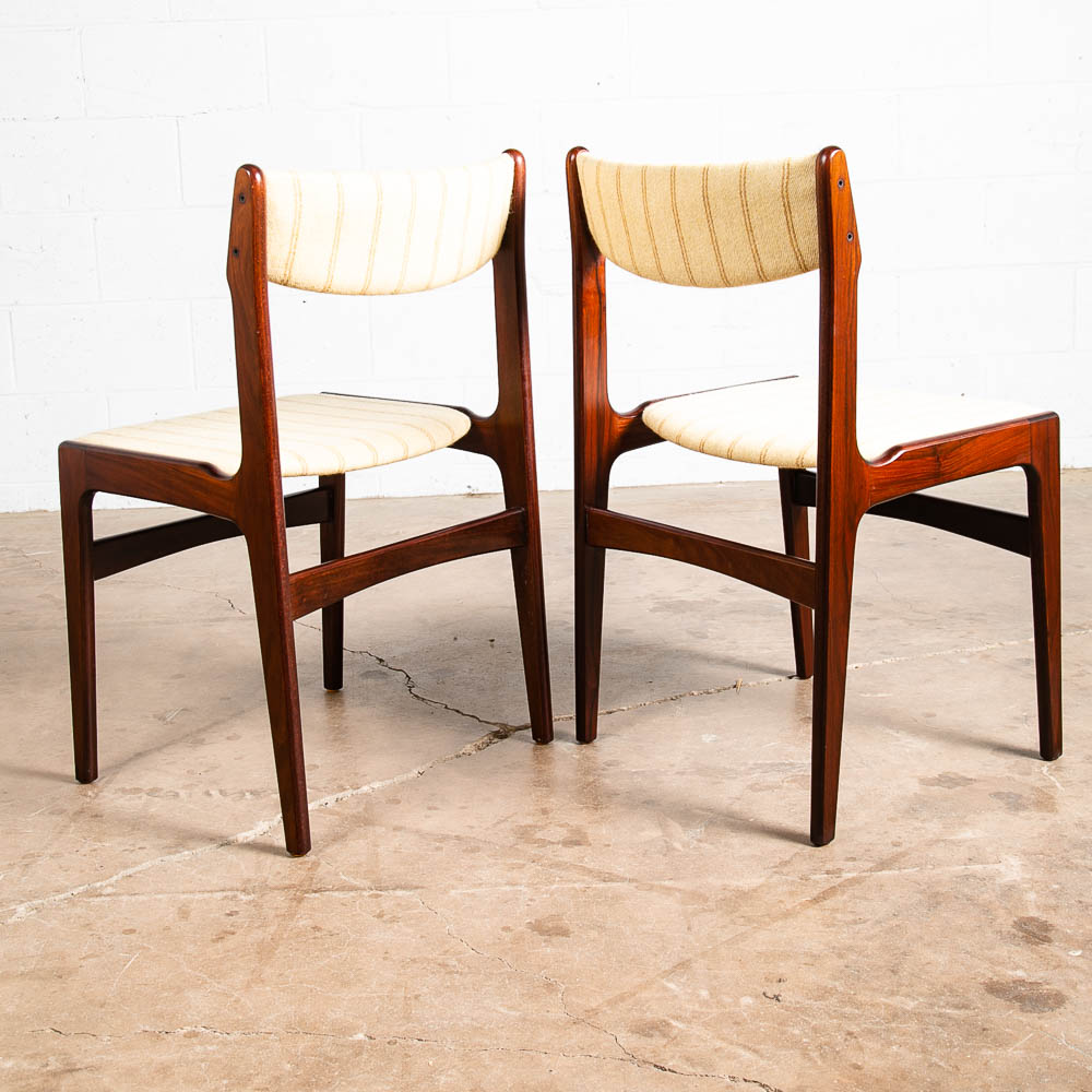 Mid Century Danish Modern Dining Chairs Set 6 Rosewood Erik Buch White Denmark M - Image 6