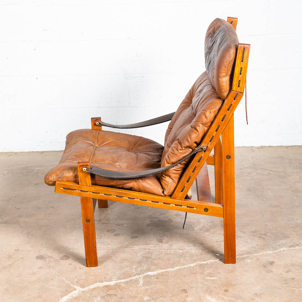 Mid Century Danish Modern Lounge Chair Torbjorn Afdal Hunter Tan Leather Safari - Image 8
