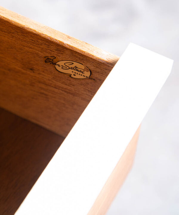 Mid Century Modern Nightstands End Side Tables Brown Saltman Walnut 2 Drawer - Image 6