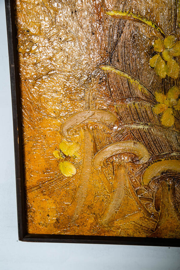 Mid Century Modern Painting Original Oil Art Mushrooms Flower Groovy 1974 Signed - Image 9