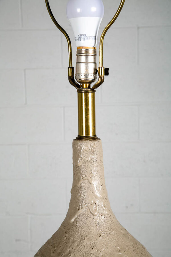 Mid Century Modern Table Lamp Grey Light Vintage Drip Ceramic Mcm Walnut Base NM - Image 8